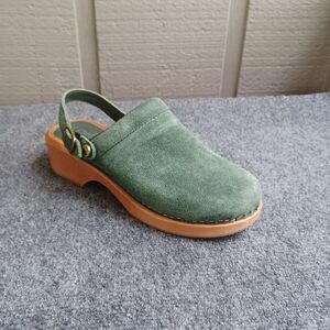 Re/Done 70's Suede Classic Clogs Shoe Size 38 US 8 Women Boho Wooden Platform